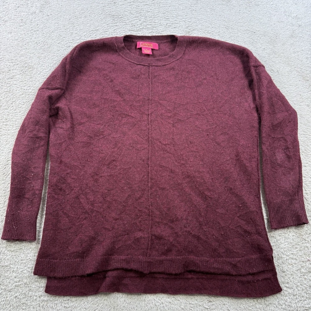 Catherine Malandrino Sweater Womens Small Red 100% Cashmere Crewneck Pullover
